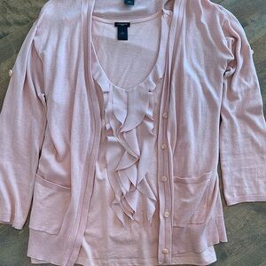 Ann Taylor Pink Cardigan Sweater Lightweight Knit